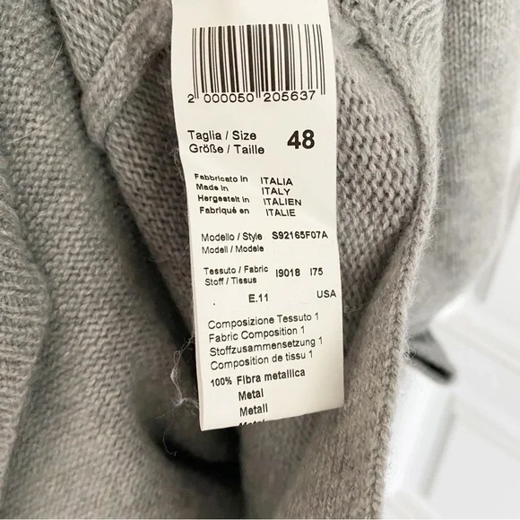 Peserico Gray (Grey) Cashmere Wool Silk Sweater Dress Tie Waist Size 48 IT - Picture 8 of 15